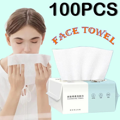 100PCS Pearl Pattern Disposable Face Towel |100%Cotton Tissue | Soft Facial Cleansing Reusable | Wet and Dry Makeup | Non-Woven Towel