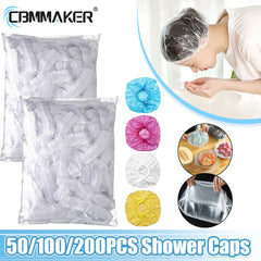 100/200pcs Disposable Shower Cap | Elastic Plastic Wrap Covers Food | Non-woven Bath Hat | Waterproof Shower Cap | Kitchen Accessories