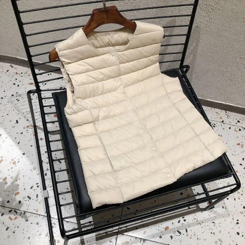 Women Sleeveless Puffer Jacket | Spring/Winter | 90% White Duck Down Ultra Lightweight | Packable | Warm Down Liner Vest