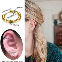 New Simple Stainless Steel Small Hoop Earrings | Unisex | Cartilage Piercing Jewelry